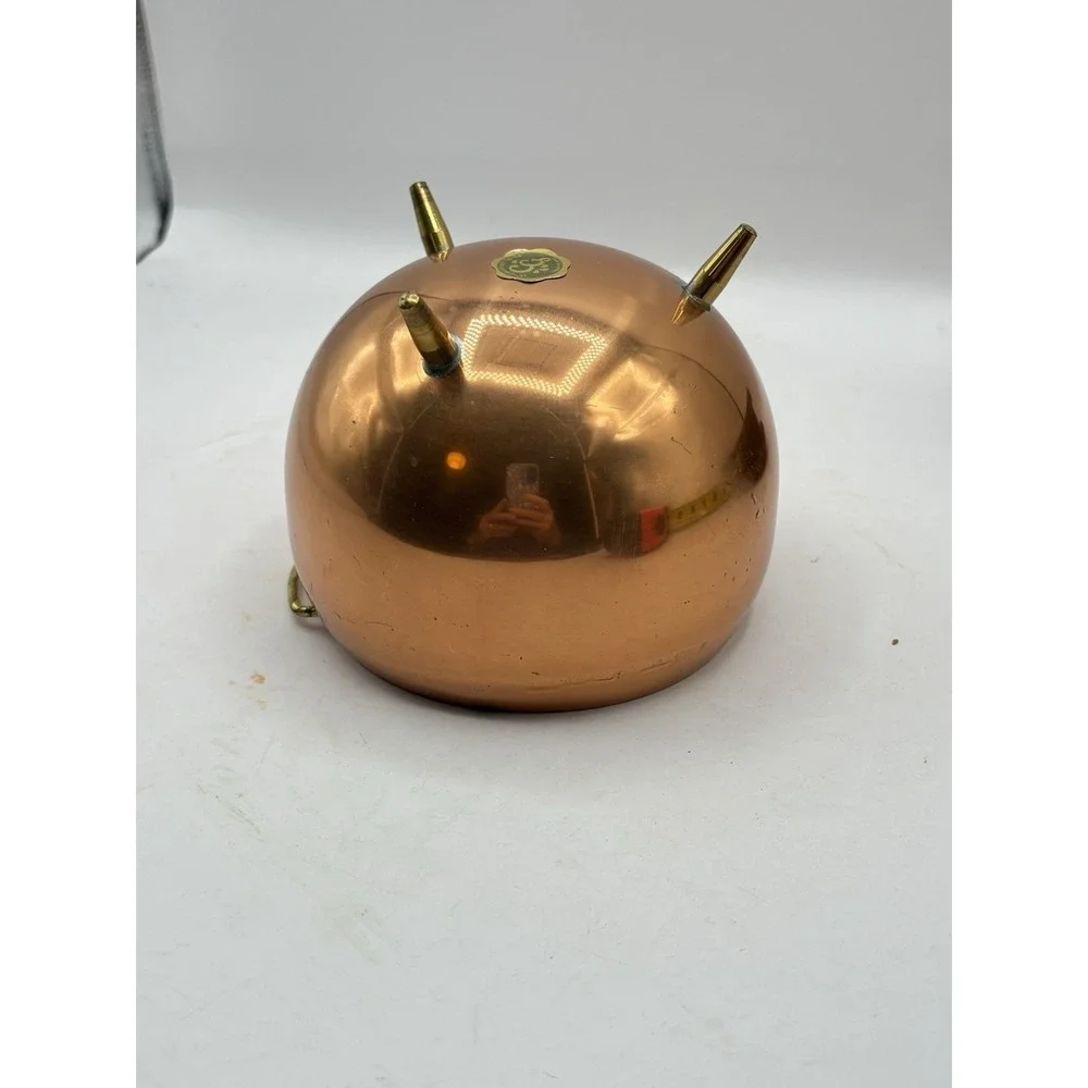 VINTAGE COPPERCRAFT GUILD COPPER CALDERON POT BASKET BRASS HANDLE TAUNTON MASS